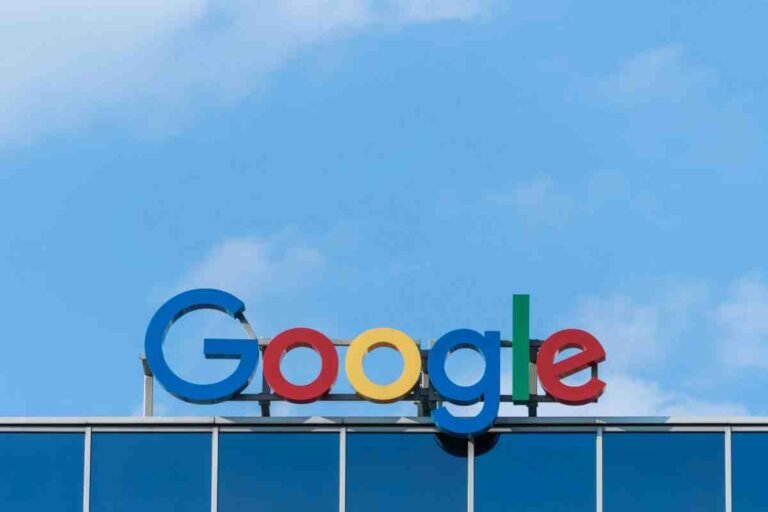 Google logo on a building rooftop, a reminder to recover from Google algorithm update traffic drops with the right strategy